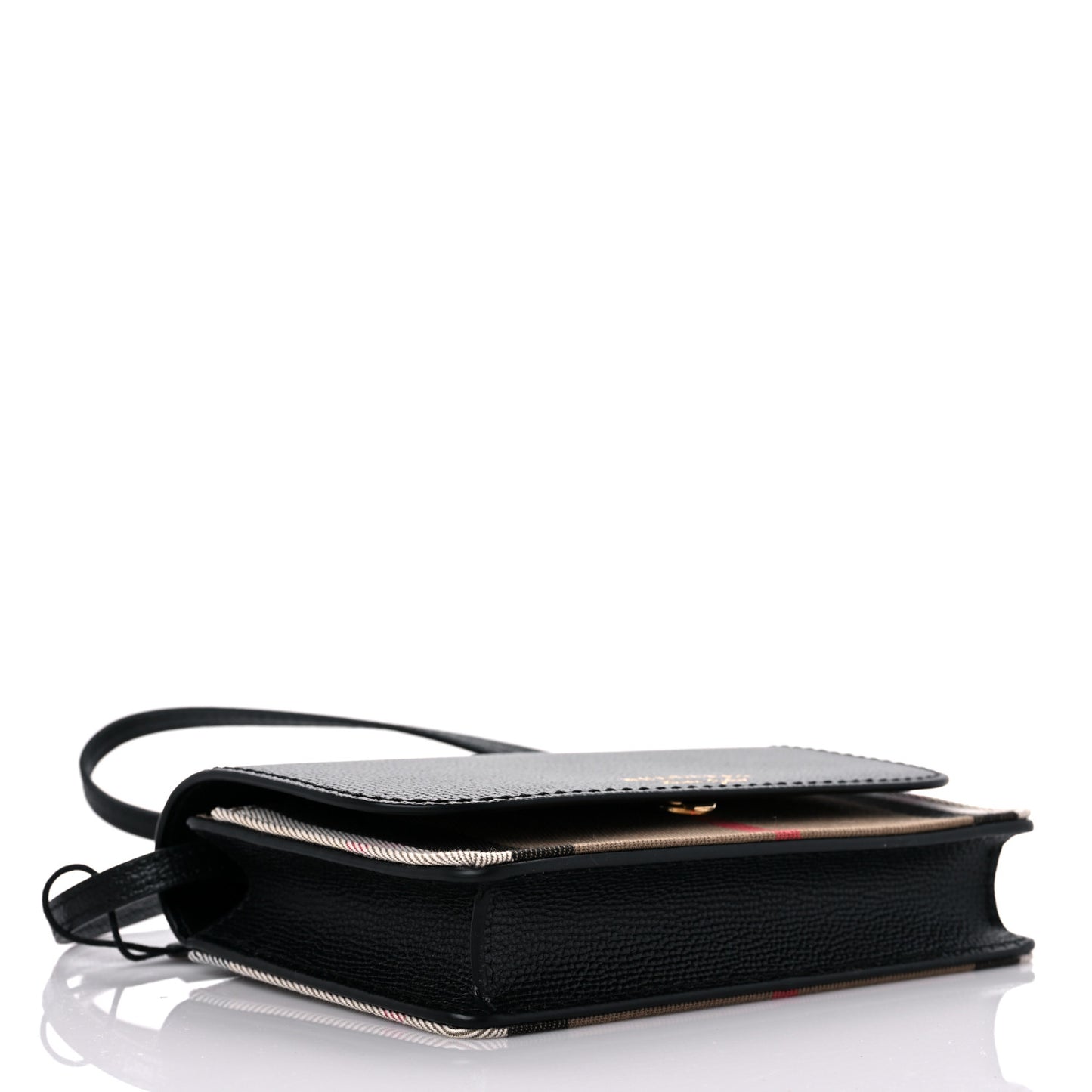 Grained Calfskin House Check Tartan Mix Hampshire Wallet On Chain Black