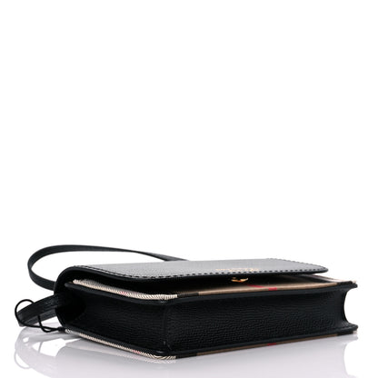 Burberry Grained Calfskin House Check Tartan Mix Hampshire Wallet On Chain Black 4 of 11