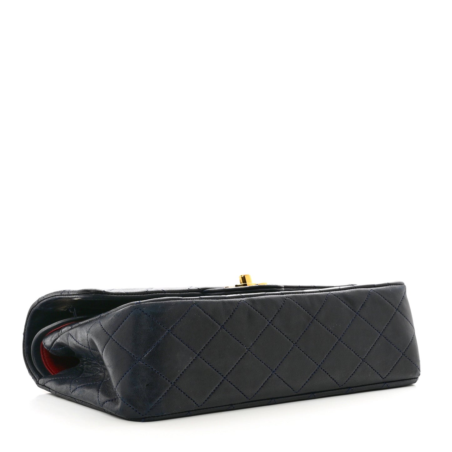 Lambskin Quilted Small Double Flap Navy