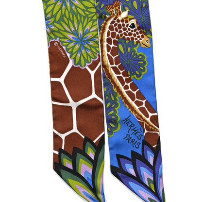 Hermes Silk The Three Graces Twilly Bleu Vert Marron 3 of 4