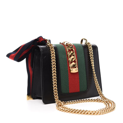 Gucci Calfskin Mini Sylvie Chain Shoulder Bag Black 3 of 14