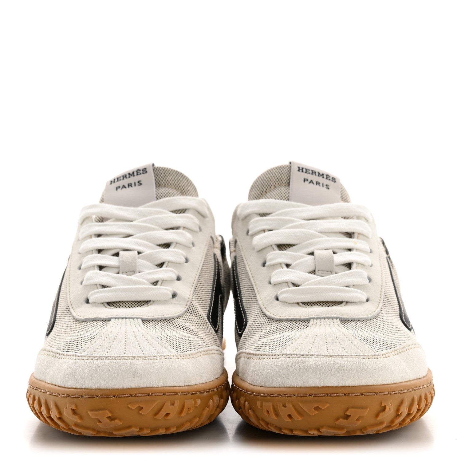 Hermes H Canvas Suede Goatskin Calfskin Jet Sneakers 37.5