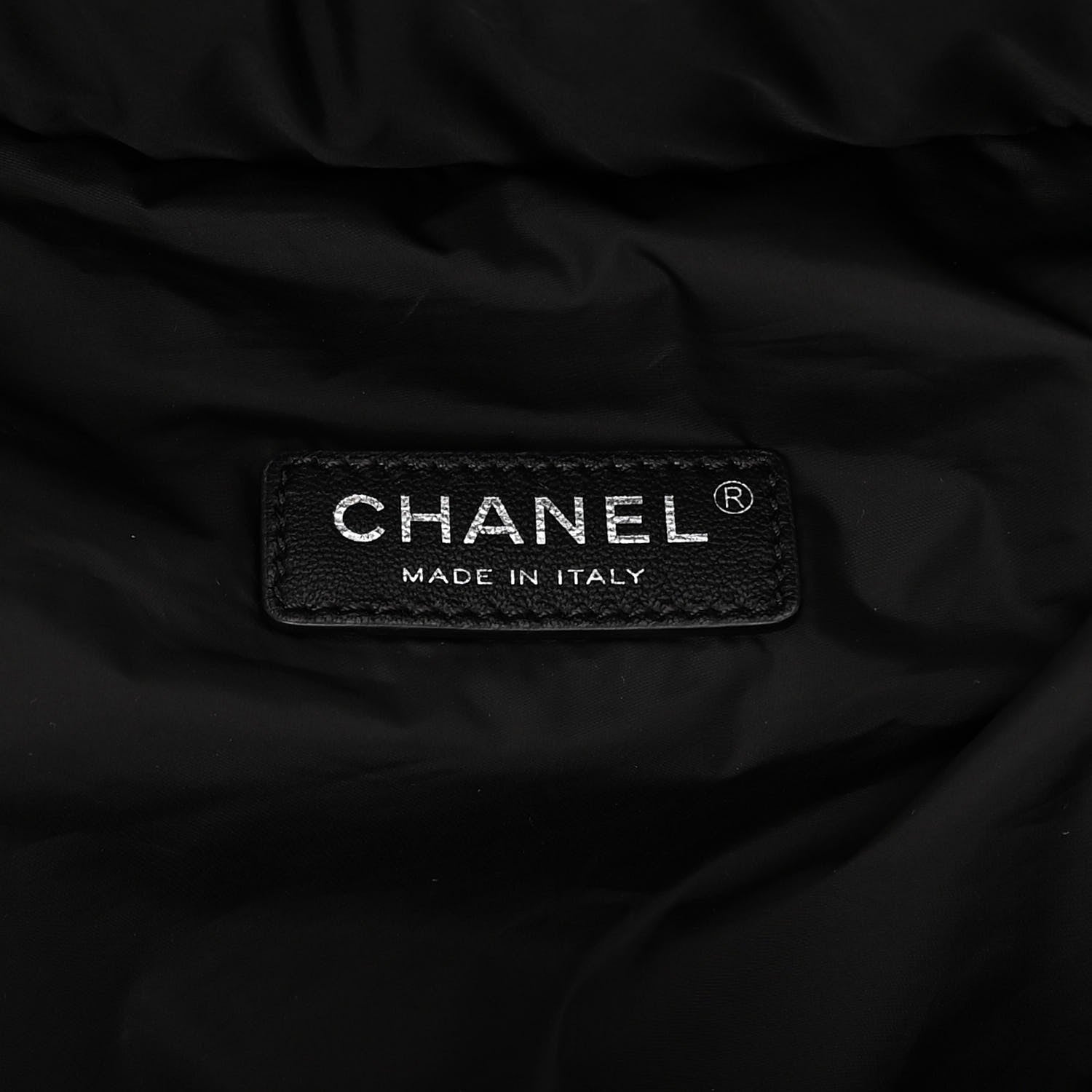 Chanel Nylon Printed Quilted Coco Neige Convertible Backpack Black White 8 of 12