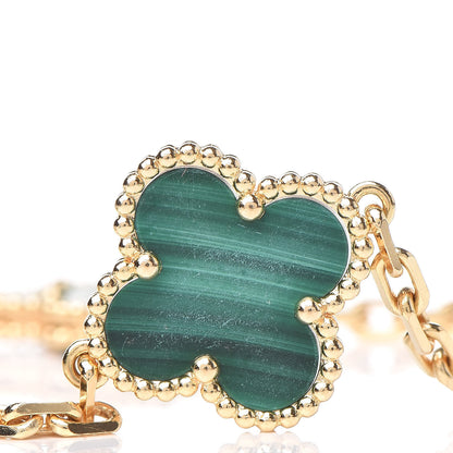 Van Cleef & Arpels 18K Yellow Gold Malachite 5 Motifs Vintage Alhambra Bracelet 7 of 10