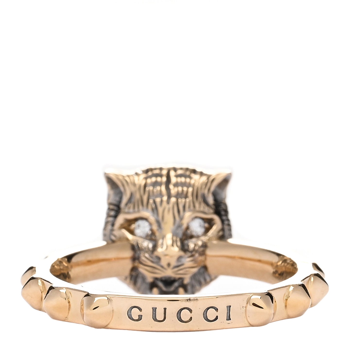 18K Yellow Gold Pink Opal Diamond Le Marché Des Merveilles Feline Ring 55 7.25