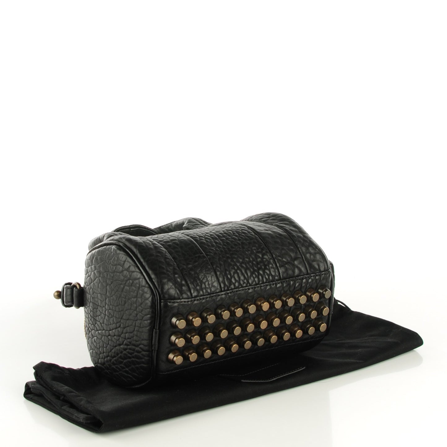 Pebbled Lambskin Mini Rockie Black Antique Brass Hardware