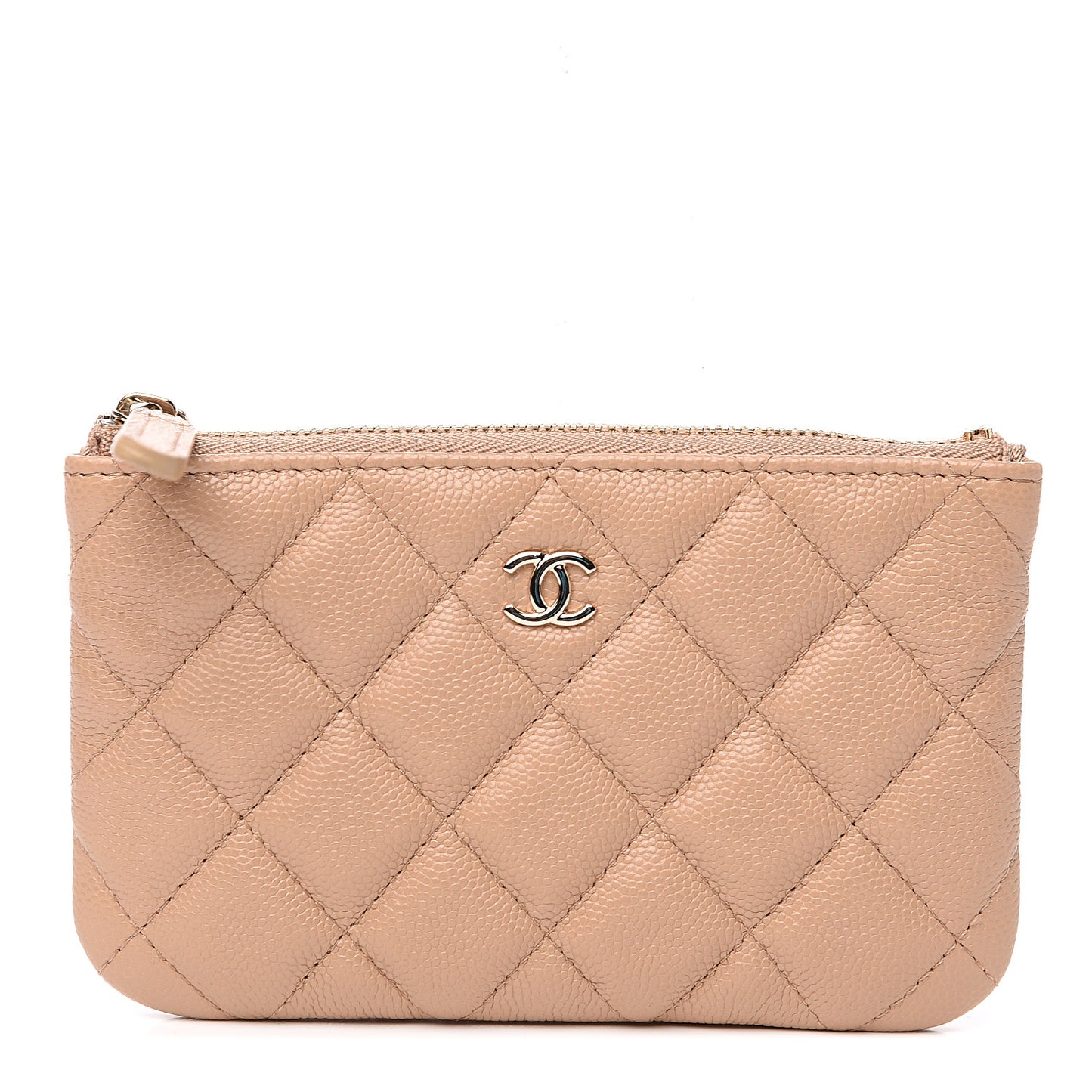 Caviar Quilted Small Cosmetic Case Beige