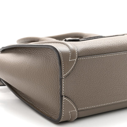 Celine Drummed Calfskin Nano Luggage Souris 8 of 11