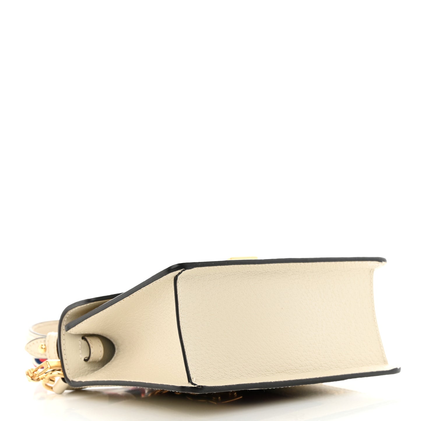 Textured Calfskin Bee Star Print Mini Sylvie Top Handle Bag Mystic White