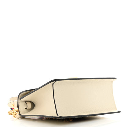 Gucci Textured Calfskin Bee Star Print Mini Sylvie Top Handle Bag Mystic White 4 of 14