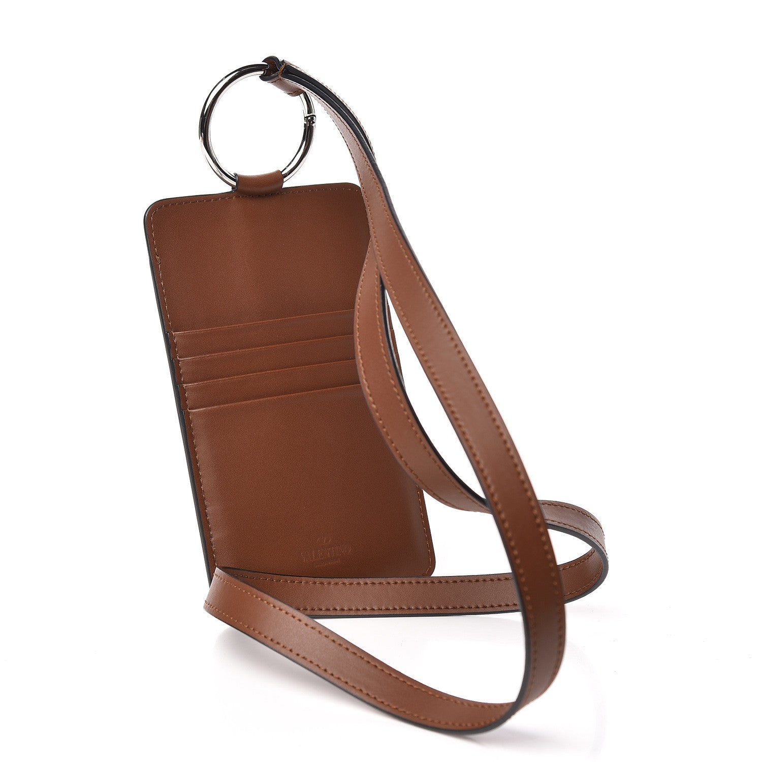 Valentino Garavani Calfskin VLTN Print Phone Case Brown 3 of 11