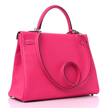 Hermes Epsom Candy Kelly Retourne 35 Rose Tyrien Rubis 3 of 9