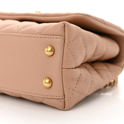 Chanel Caviar Lizard Embossed Quilted Mini Coco Handle Flap Beige 10 of 11