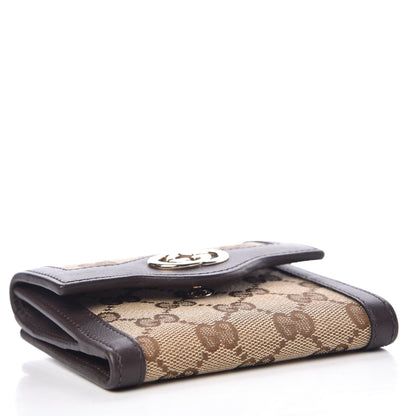 Gucci Monogram Margaux Calfskin Sukey French Flap Wallet Beige Ebony Cocoa 4 of 7