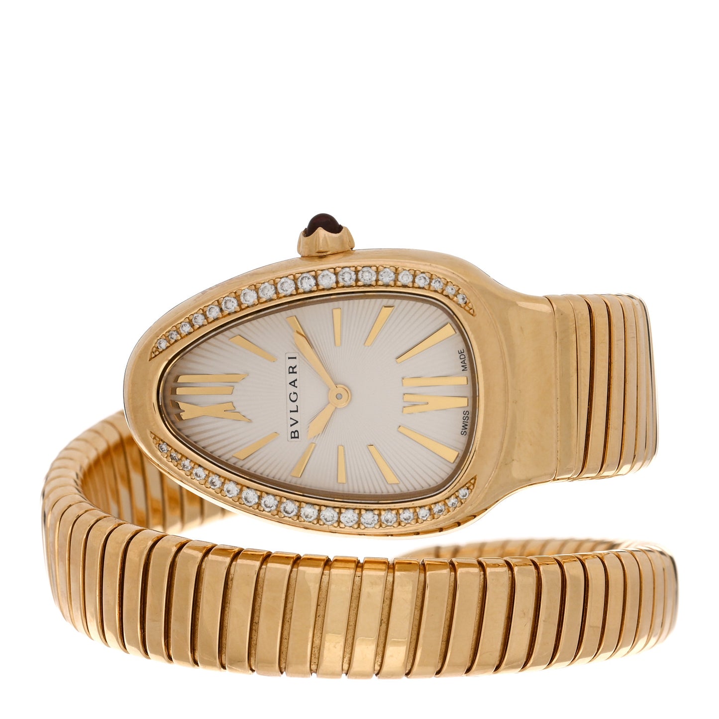 18K Rose Gold Diamond Bezel 35mm Serpenti Tubogas Quartz Watch