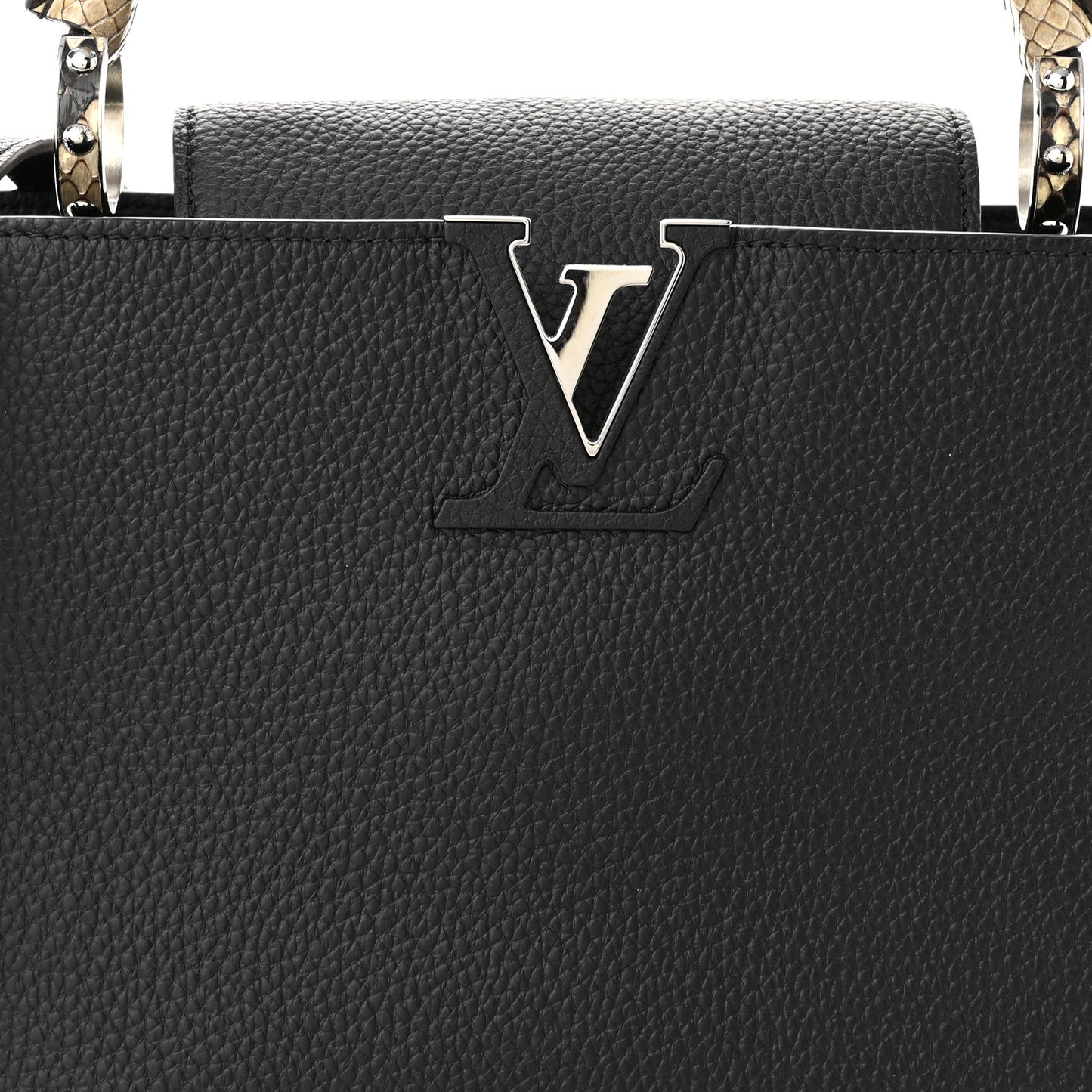 Taurillon Snakeskin Capucines PM Black