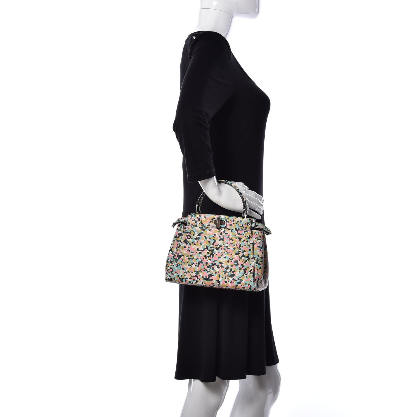 Vitello Seta Plexiglass Granite Mini Peekaboo Iconic Satchel Multicolor