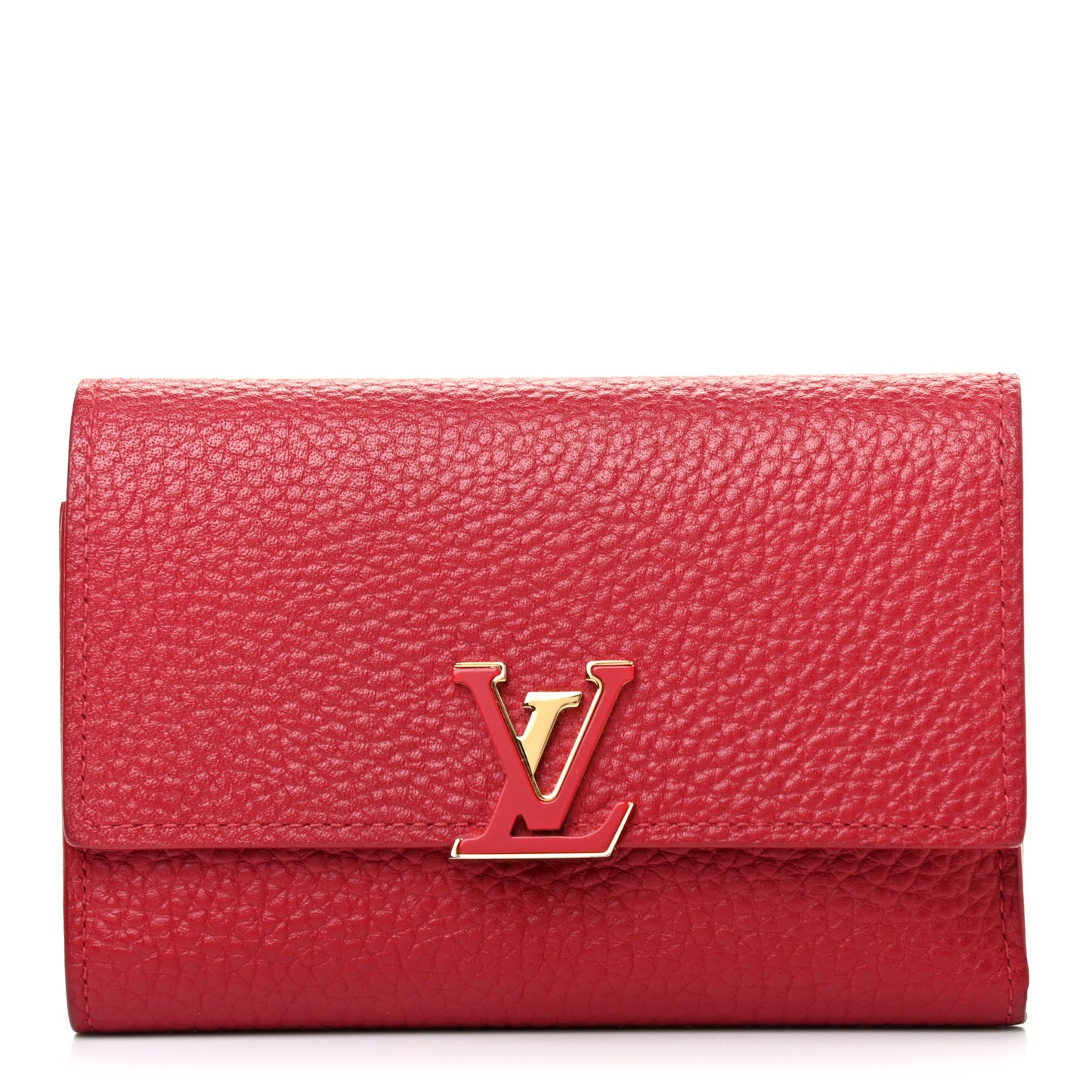 Taurillon Capucines Compact Wallet Rubis