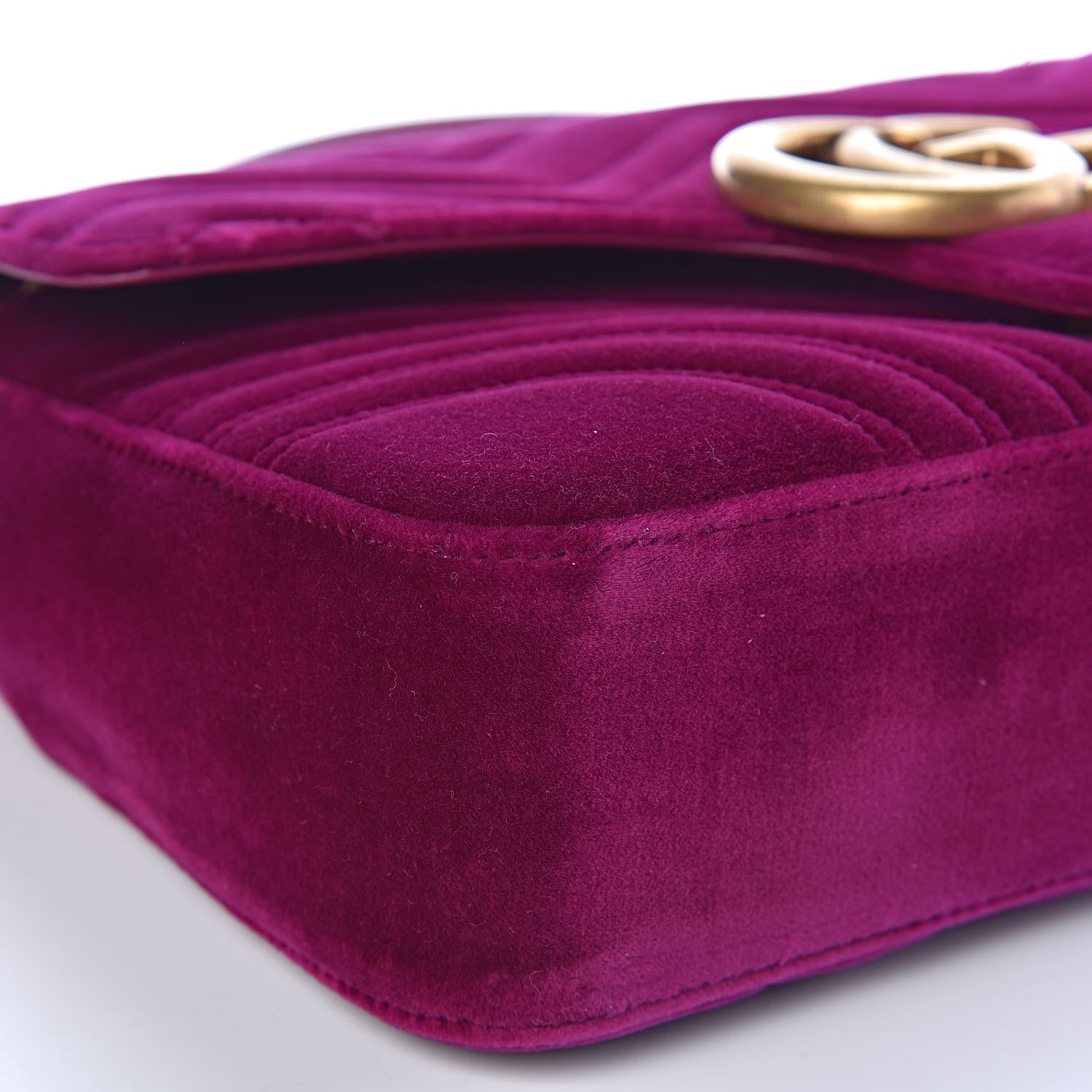 Gucci Velvet Matelasse Medium GG Marmont Shoulder Bag Fuchsia Violet Cyclamen 5 of 10