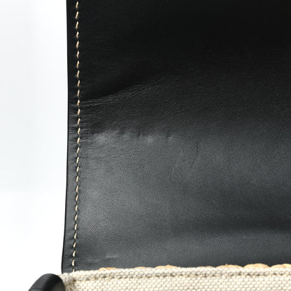 Prada Raffia Vitello Flap Shoulder Bag Naturale Black 10 of 12