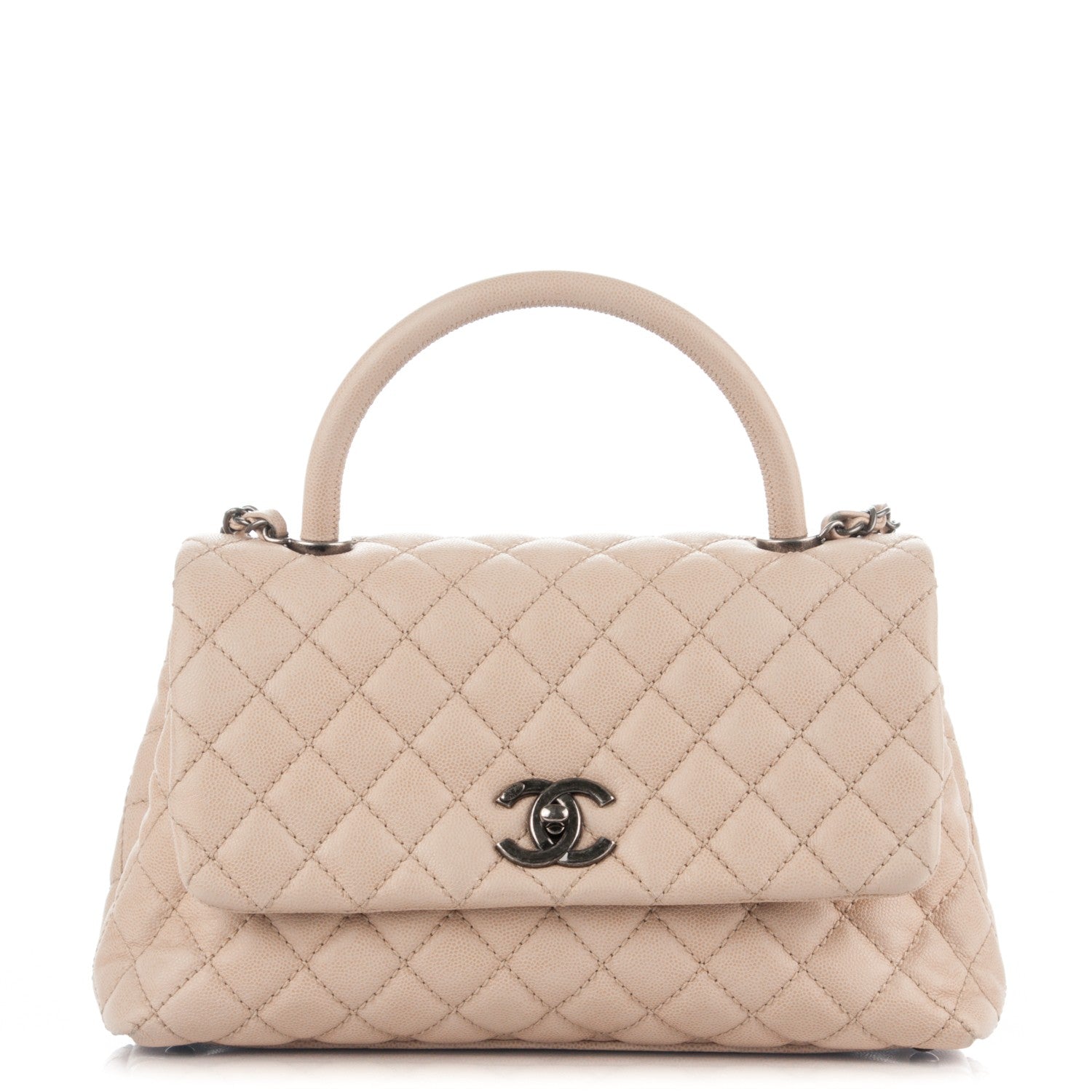 Chanel Caviar Quilted Small Coco Handle Flap Light Beige 1 of 8