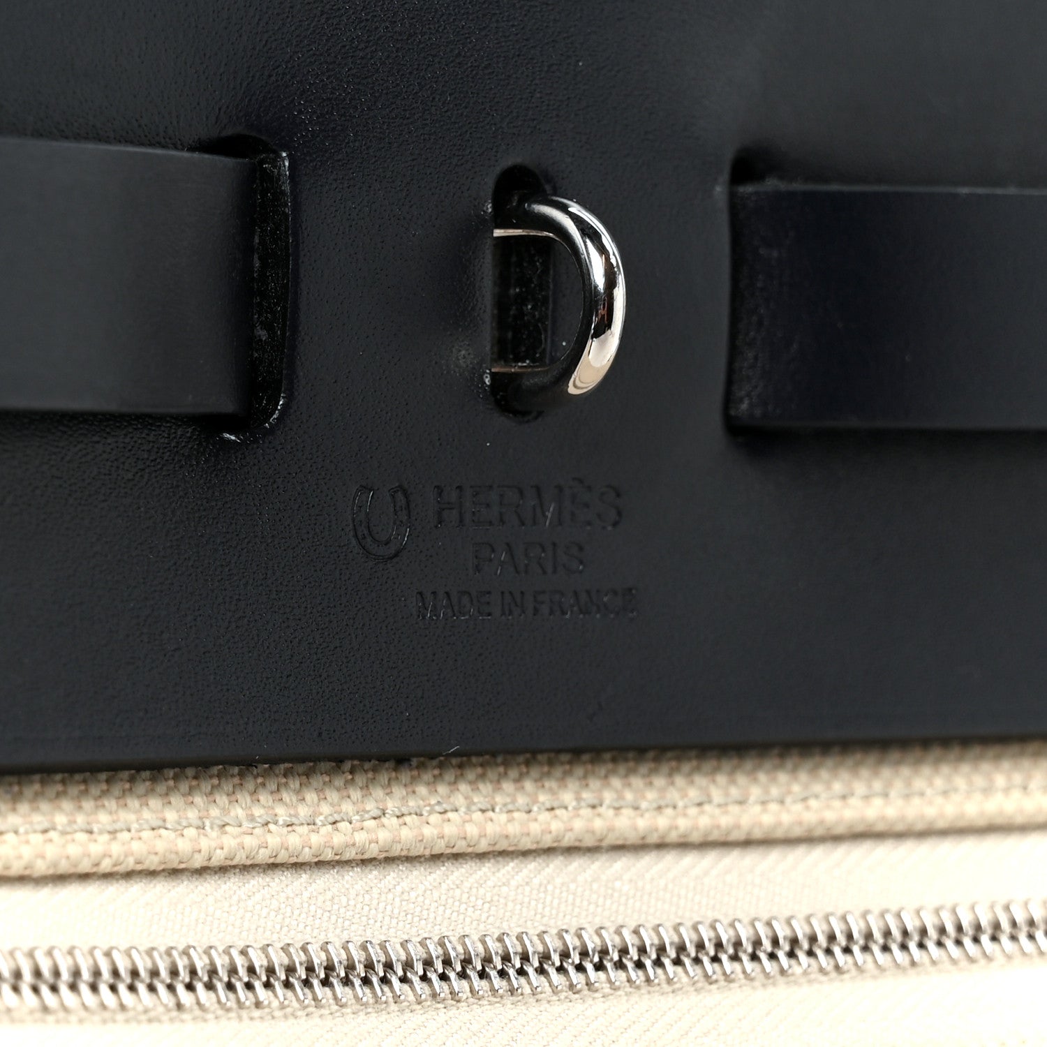 Hermes Military Toile Vache Hunter Horseshoe Herbag Zip Retourne 31 PM Beton Bleu Indigo 11 of 15