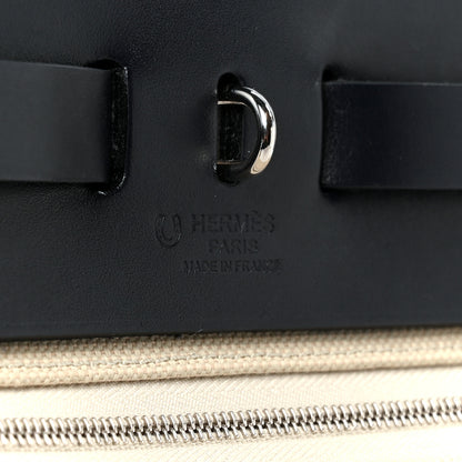 Hermes Military Toile Vache Hunter Horseshoe Herbag Zip Retourne 31 PM Beton Bleu Indigo 11 of 15