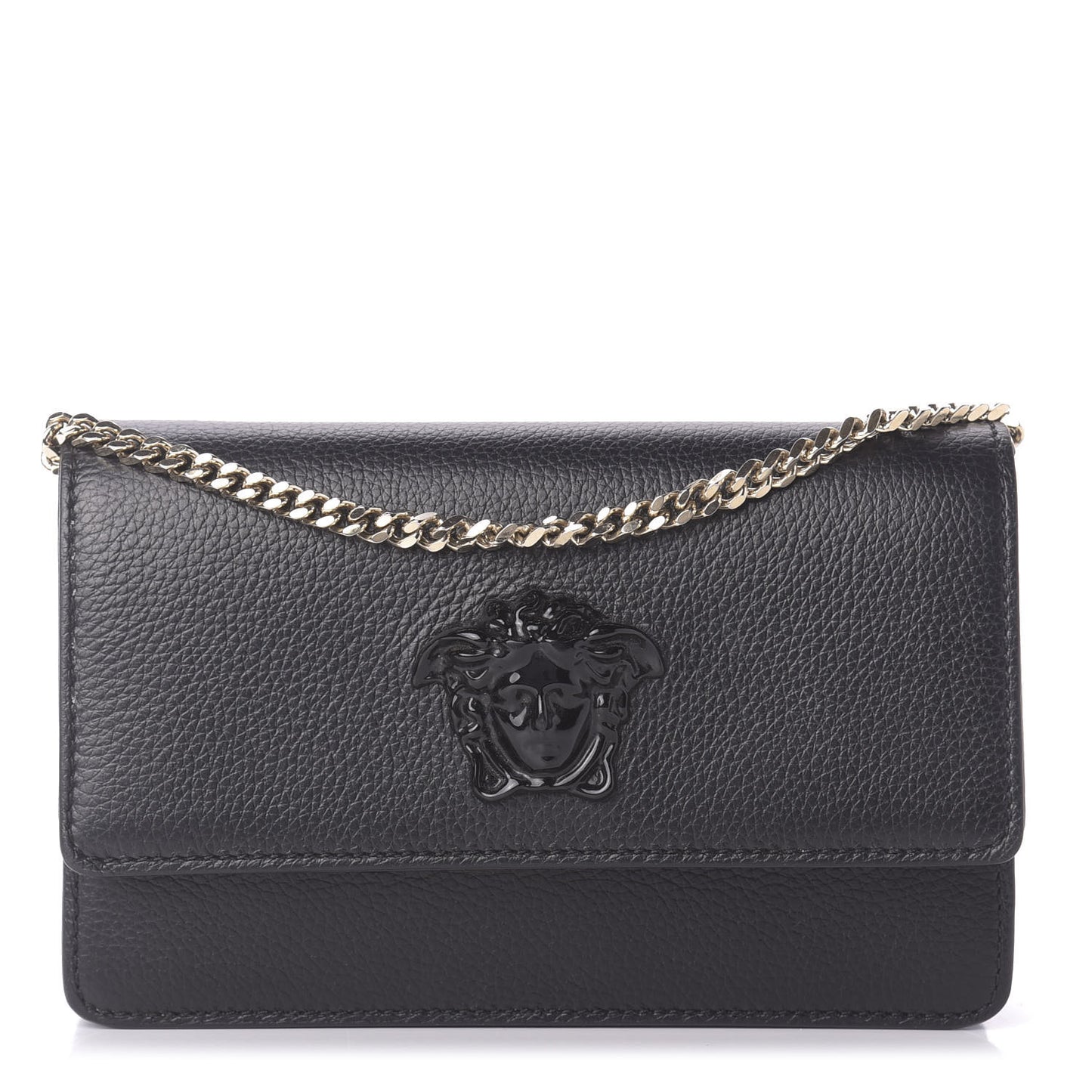 Grained Calfskin Palazzo Chain Evening Bag Black