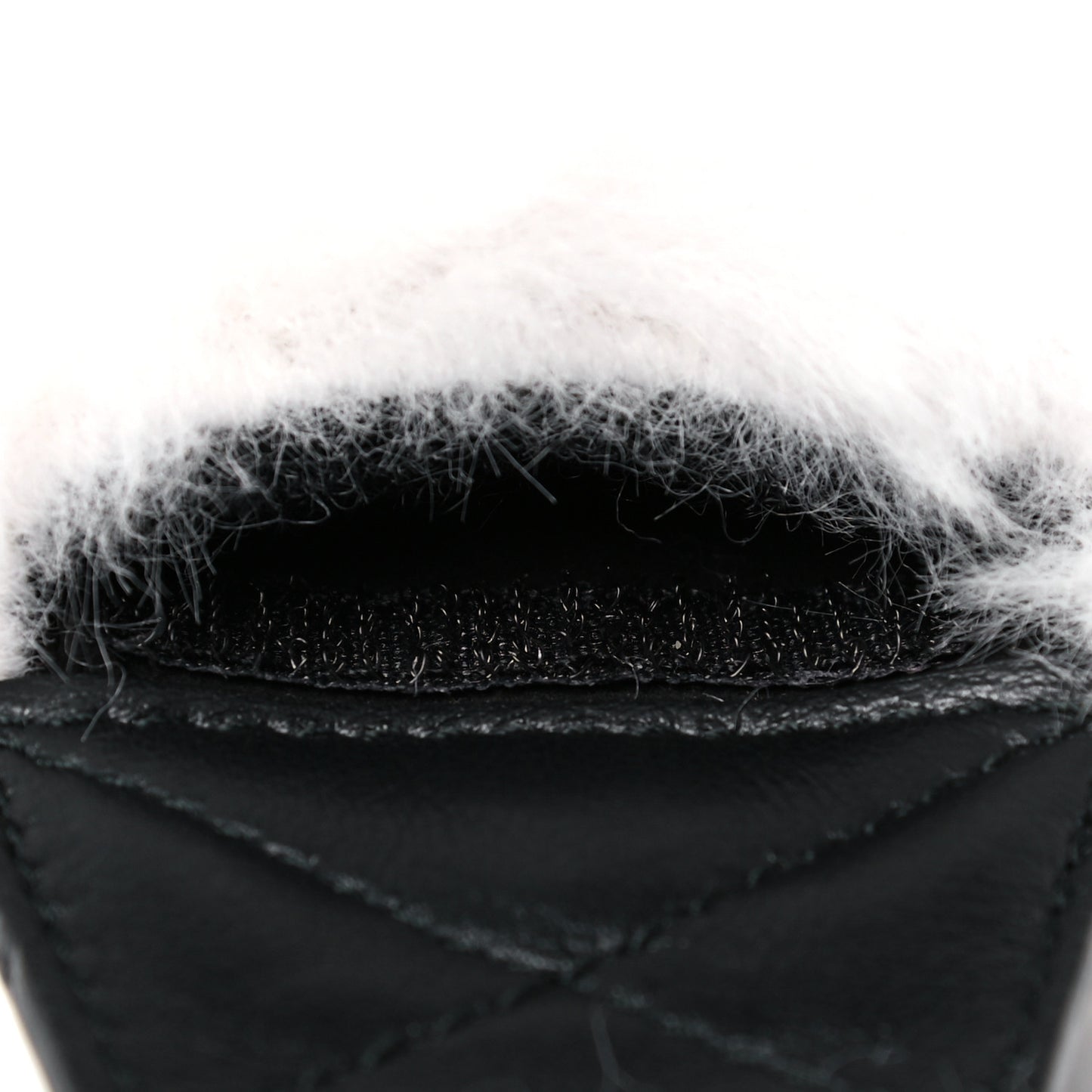 Faux Fur Logo Bag Strap White