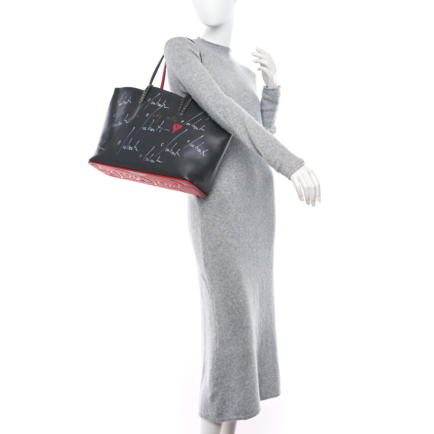 Calfskin Graffiti Print East West Cabata Tote Charbon Multicolor