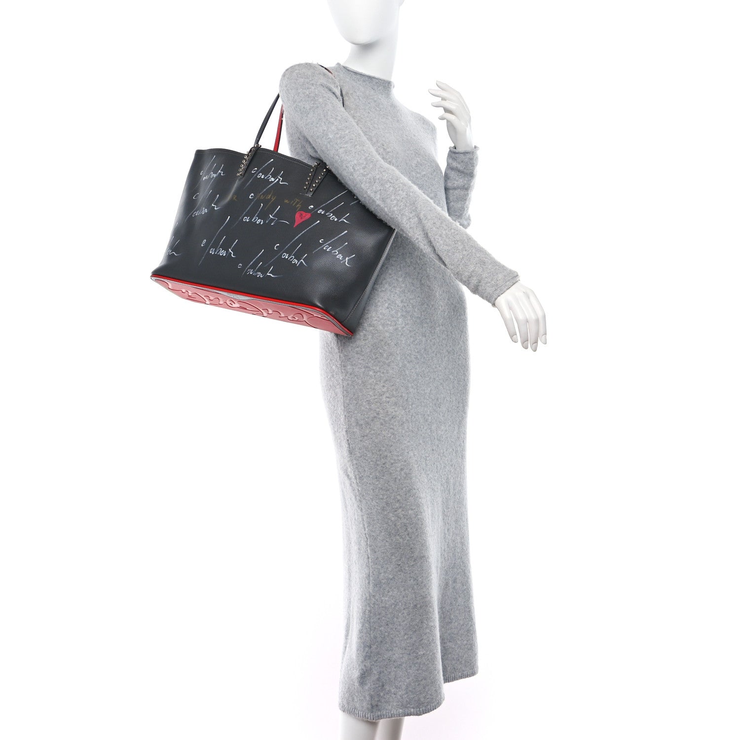 Christian Louboutin Calfskin Graffiti Print East West Cabata Tote Charbon Multicolor 2 of 9