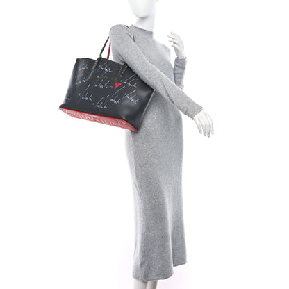 Christian Louboutin Calfskin Graffiti Print East West Cabata Tote Charbon Multicolor 2 of 9