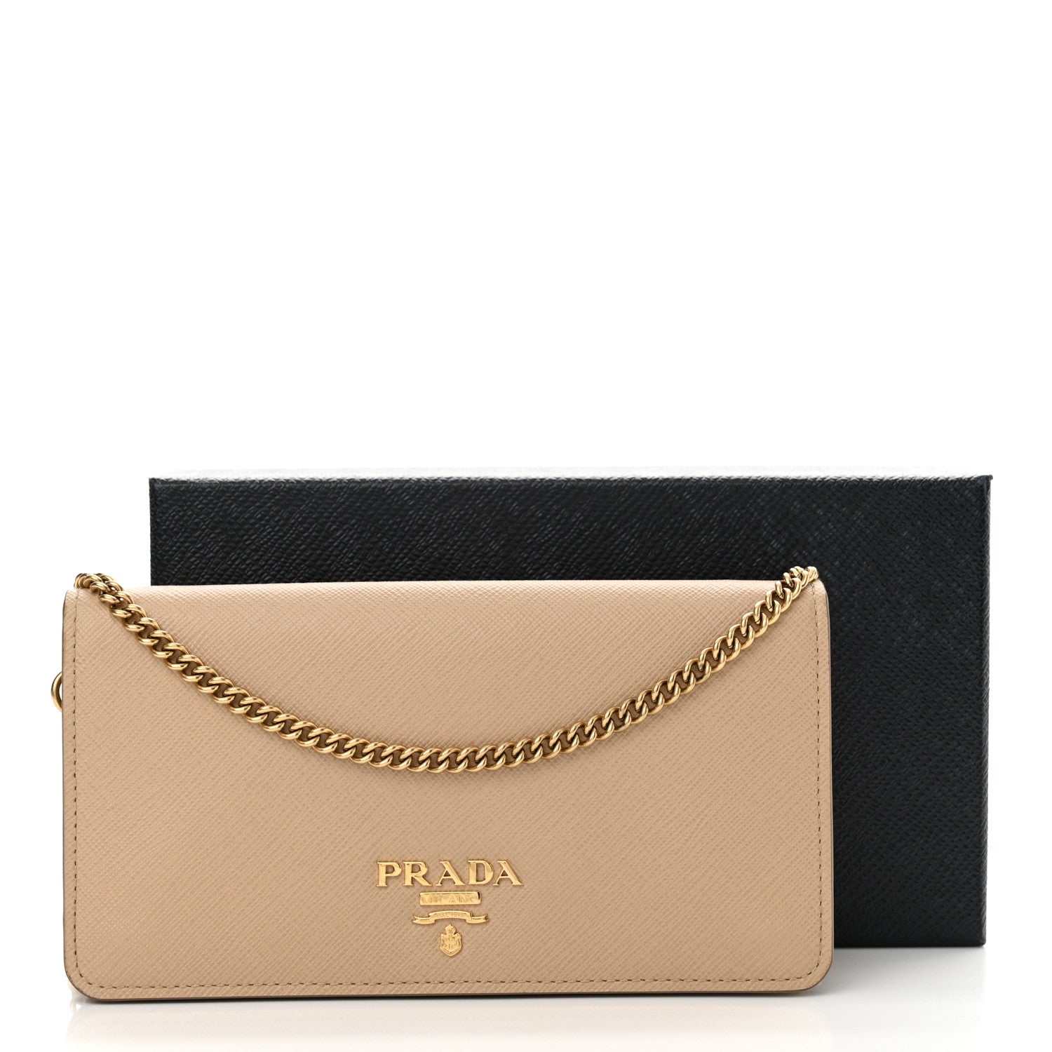 Prada Saffiano Lux Chain Wallet Cipria 10 of 10