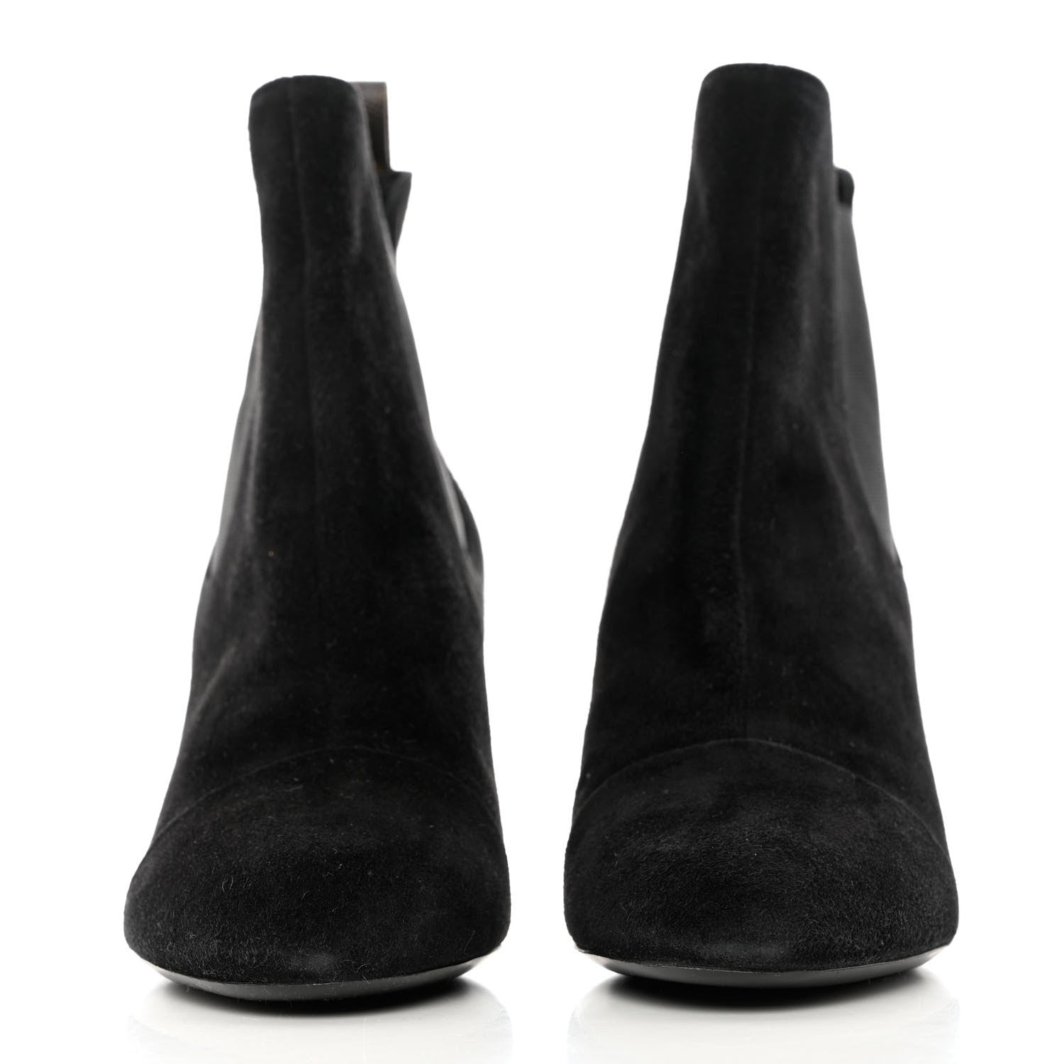 Louis Vuitton Suede Monogram Uniformes Cap Toe Chelsea 75mm Ankle Boots 40.5 Black 2 of 9