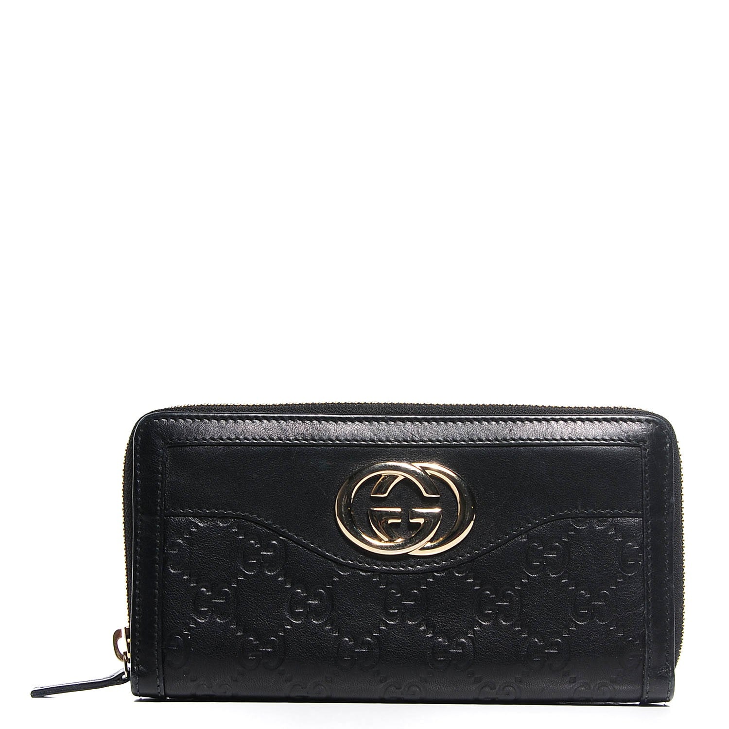 Gucci Guccissima Sukey Zip Around Wallet Black 1 of 6