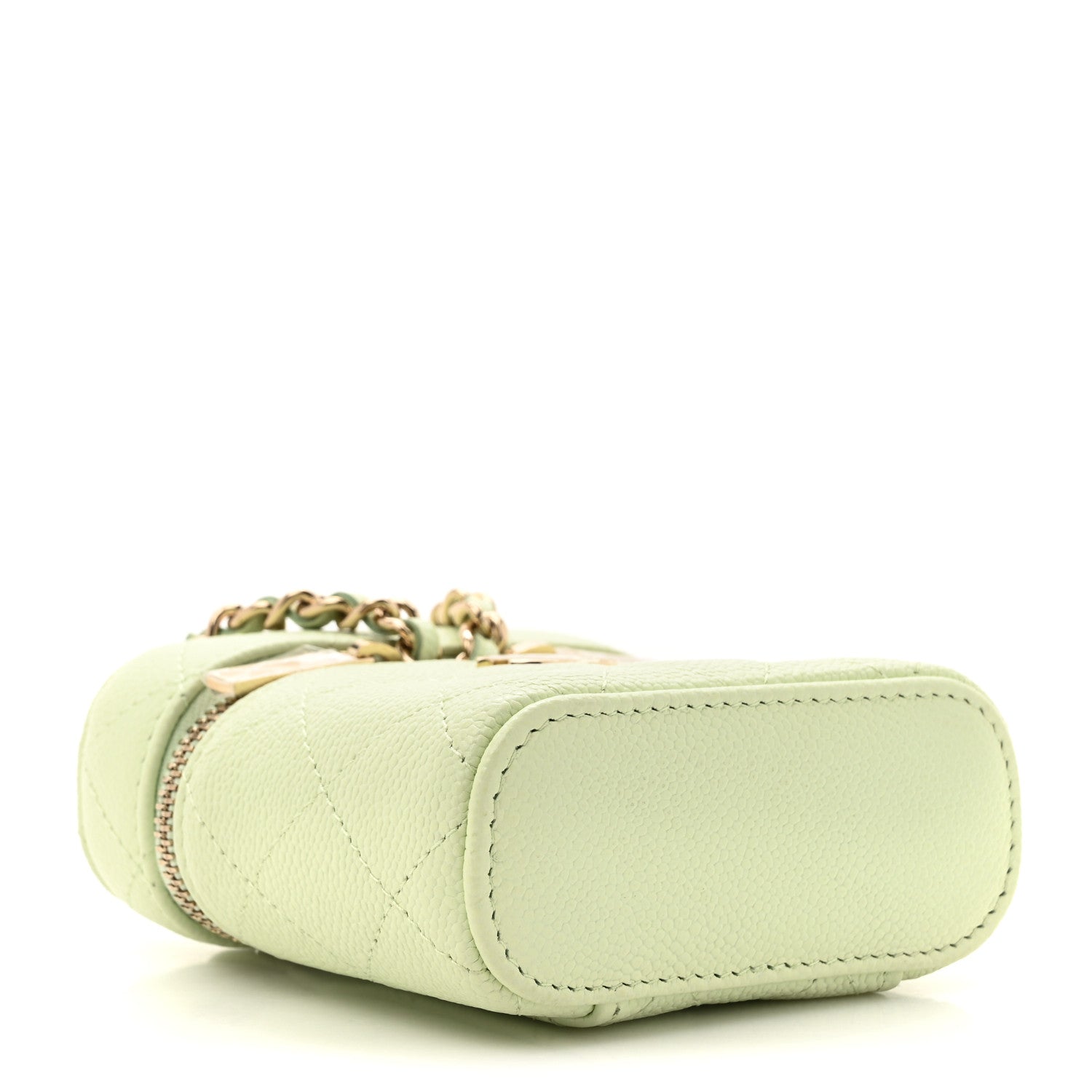 Chanel Caviar Quilted Small Handle With Care Vanity Case With Chain Light Green 6 of 19