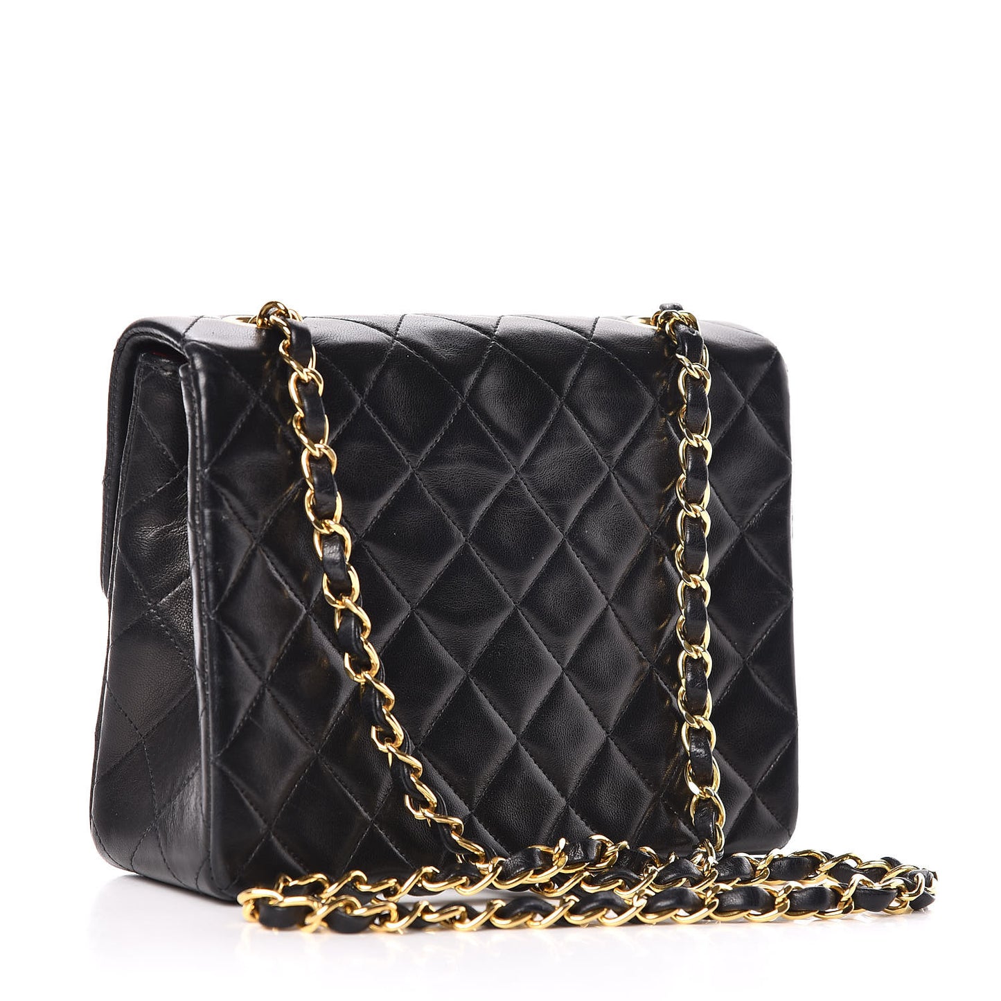 Lambskin Quilted Mini Square Flap Black