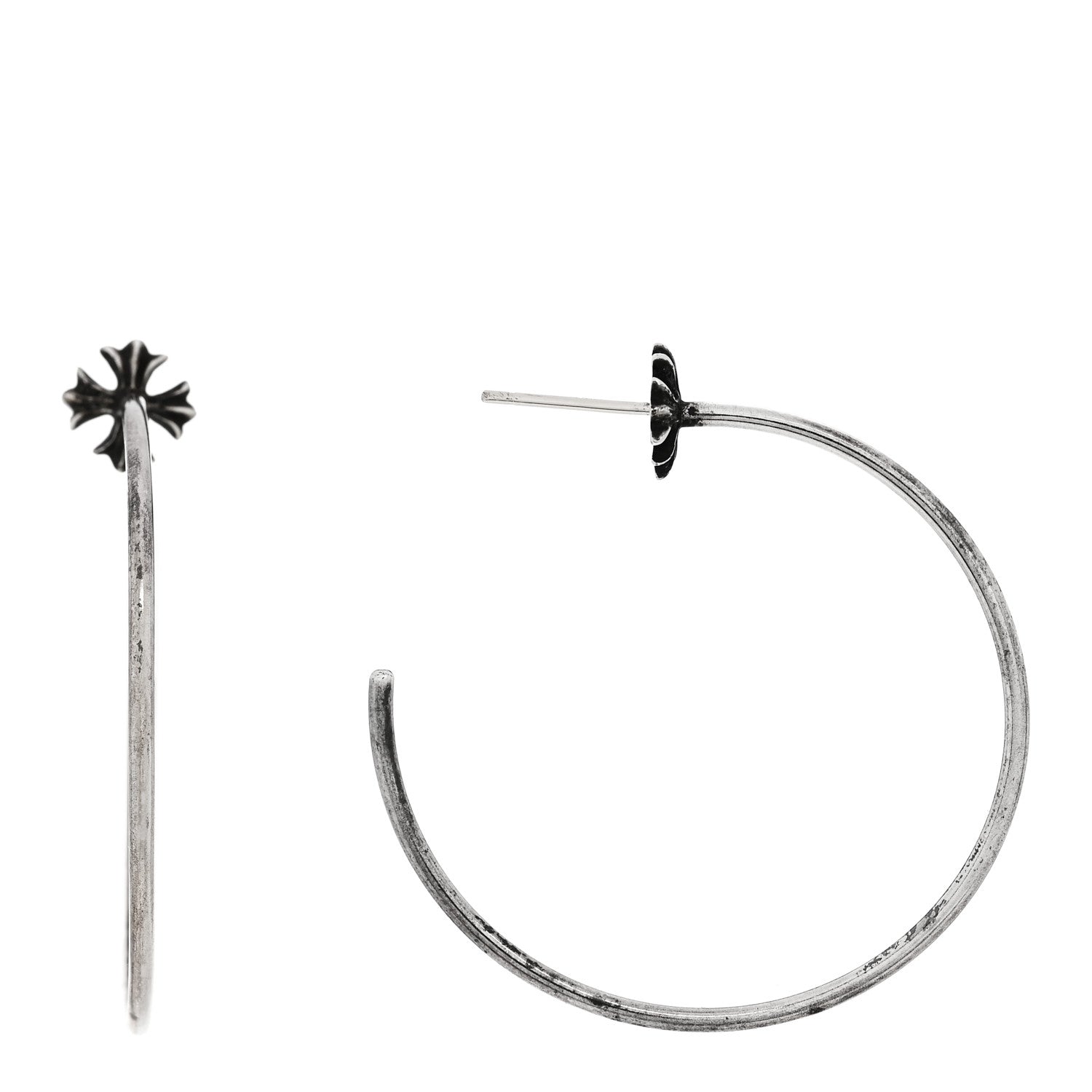 Chrome Hearts Sterling Silver Plus Cross Hoop Earrings 1 of 4