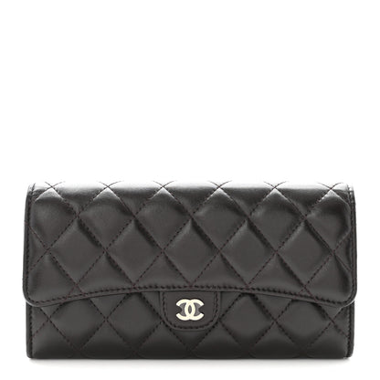 Chanel Lambskin Quilted Large Gusset Flap Wallet Dark Brown 1 of 9
