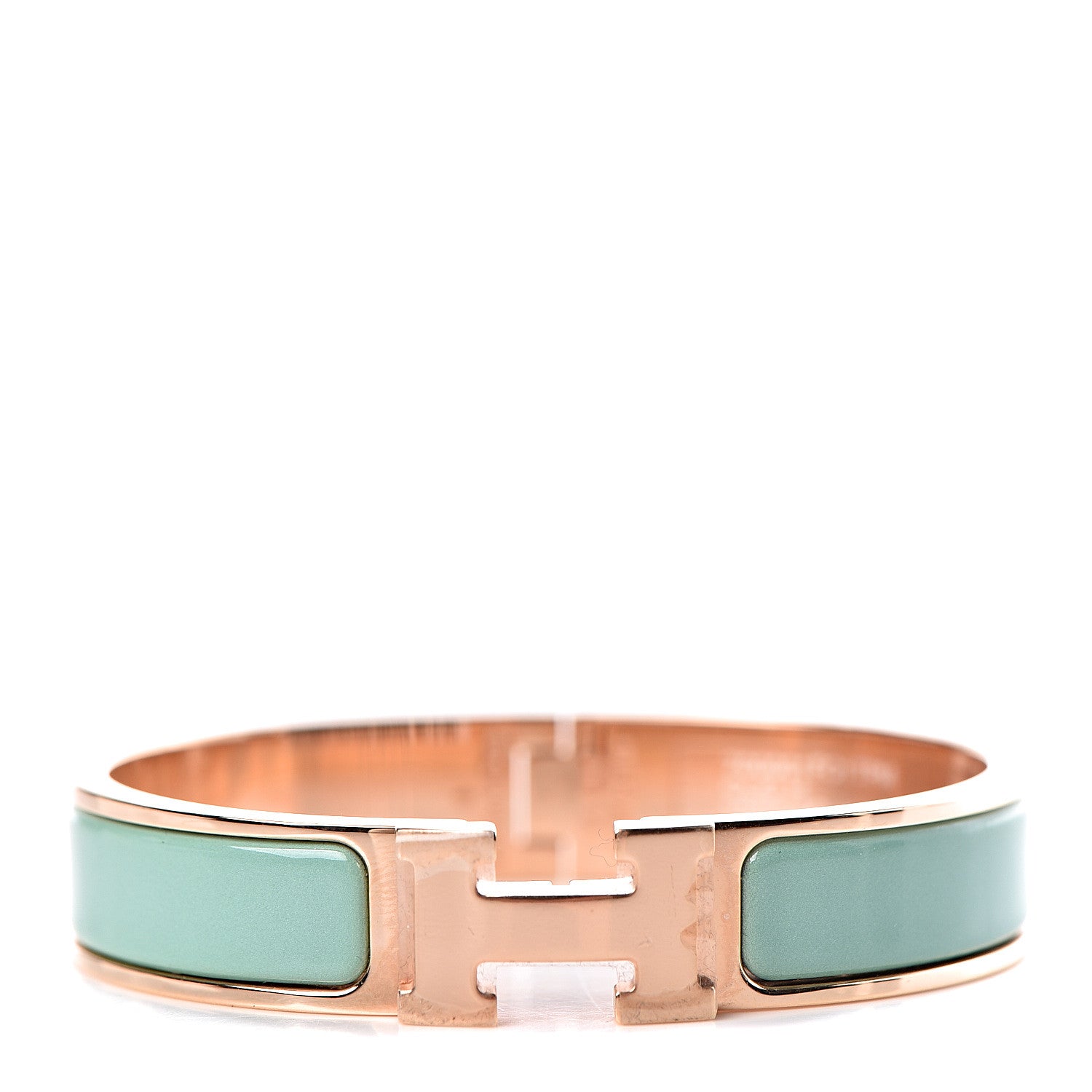 Hermes Enamel Narrow Clic Clac H Bracelet PM Vert Aqua 1 of 4