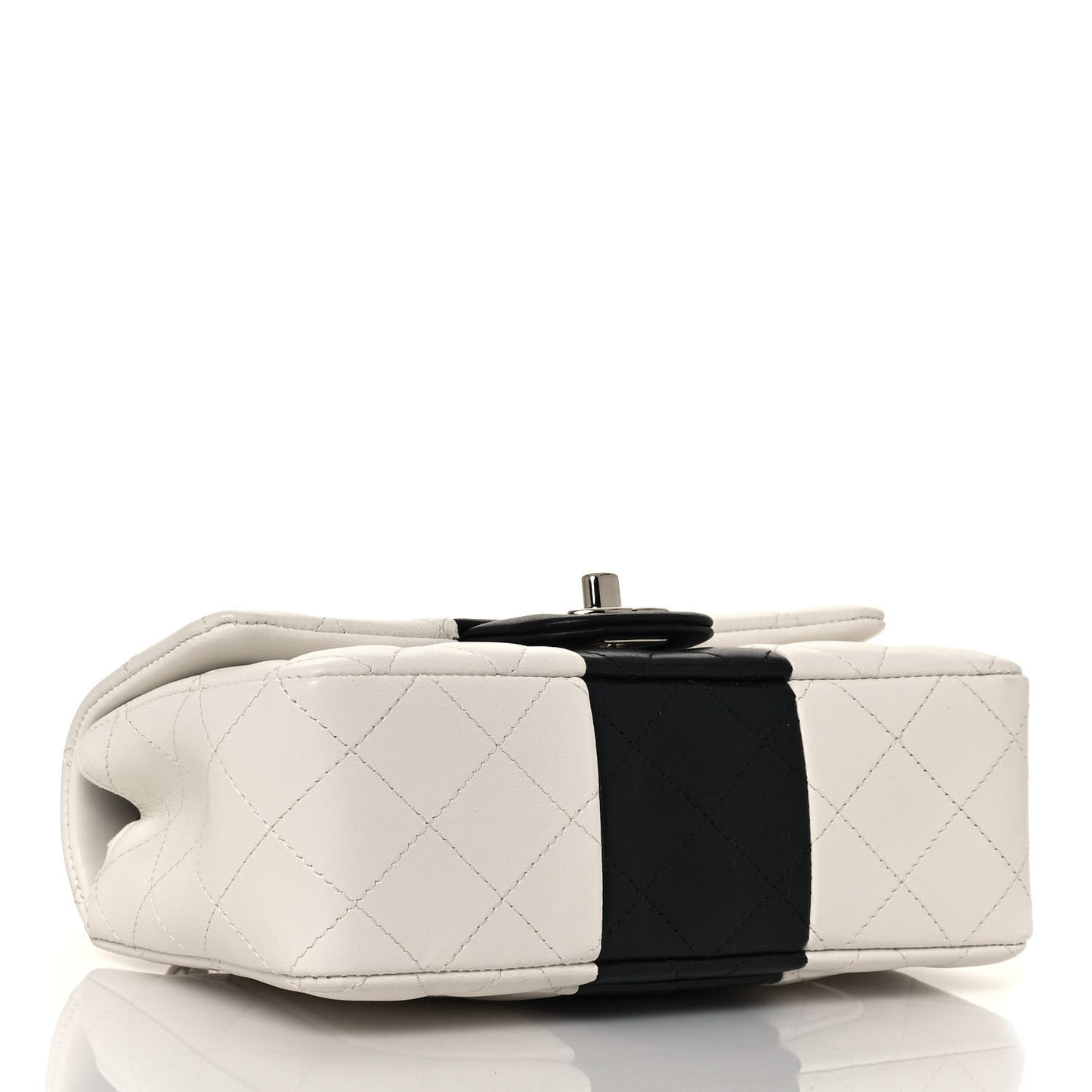 Lambskin Quilted Mini Rectangular Flap White Black