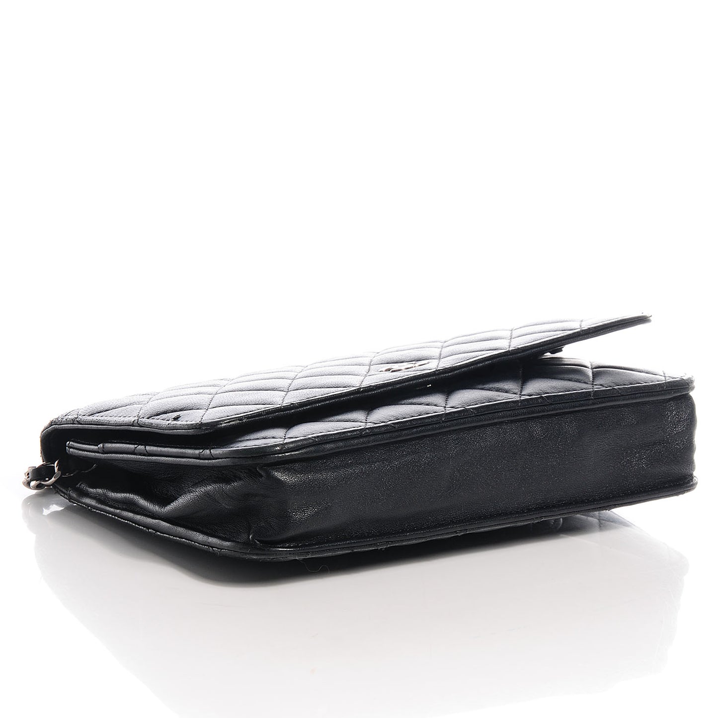 Lambskin Quilted Wallet On Chain WOC Black