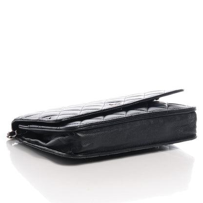 Chanel Lambskin Quilted Wallet On Chain WOC Black 4 of 8