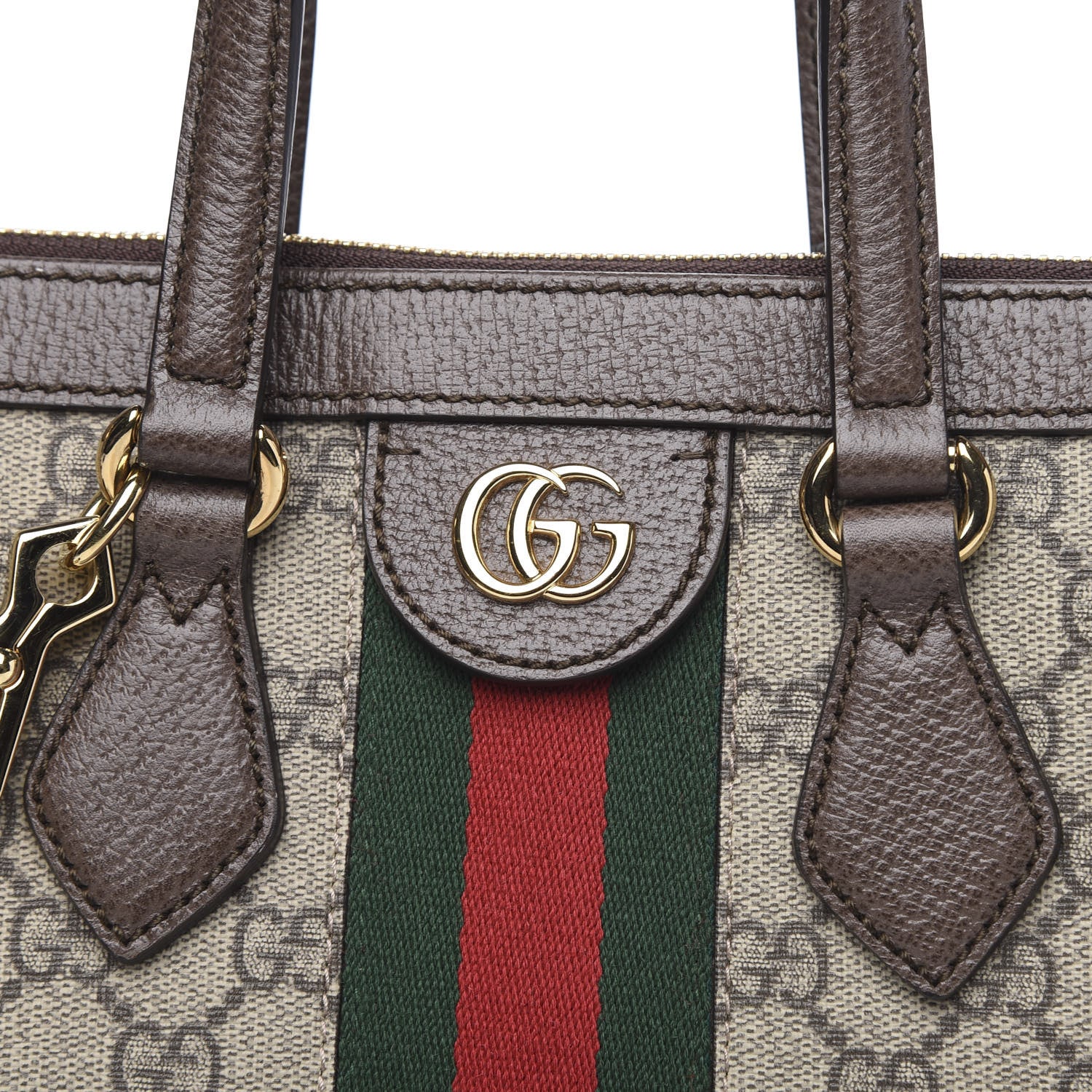 Gucci GG Supreme Monogram Web Medium Ophidia Tote Bag Brown 8 of 10