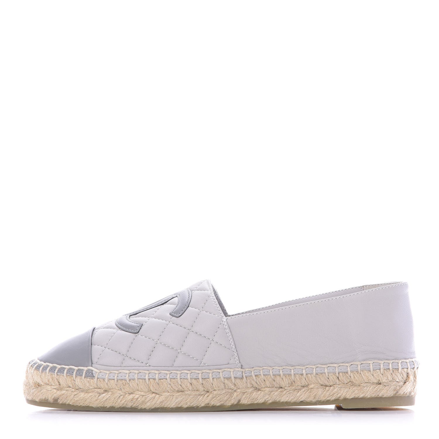 Chanel Lambskin Quilted CC Espadrilles 38 Grey 1 of 11