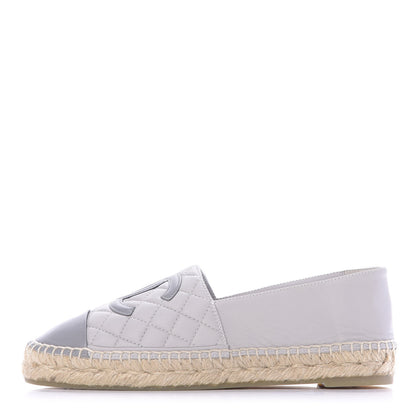 Chanel Lambskin Quilted CC Espadrilles 38 Grey 1 of 11