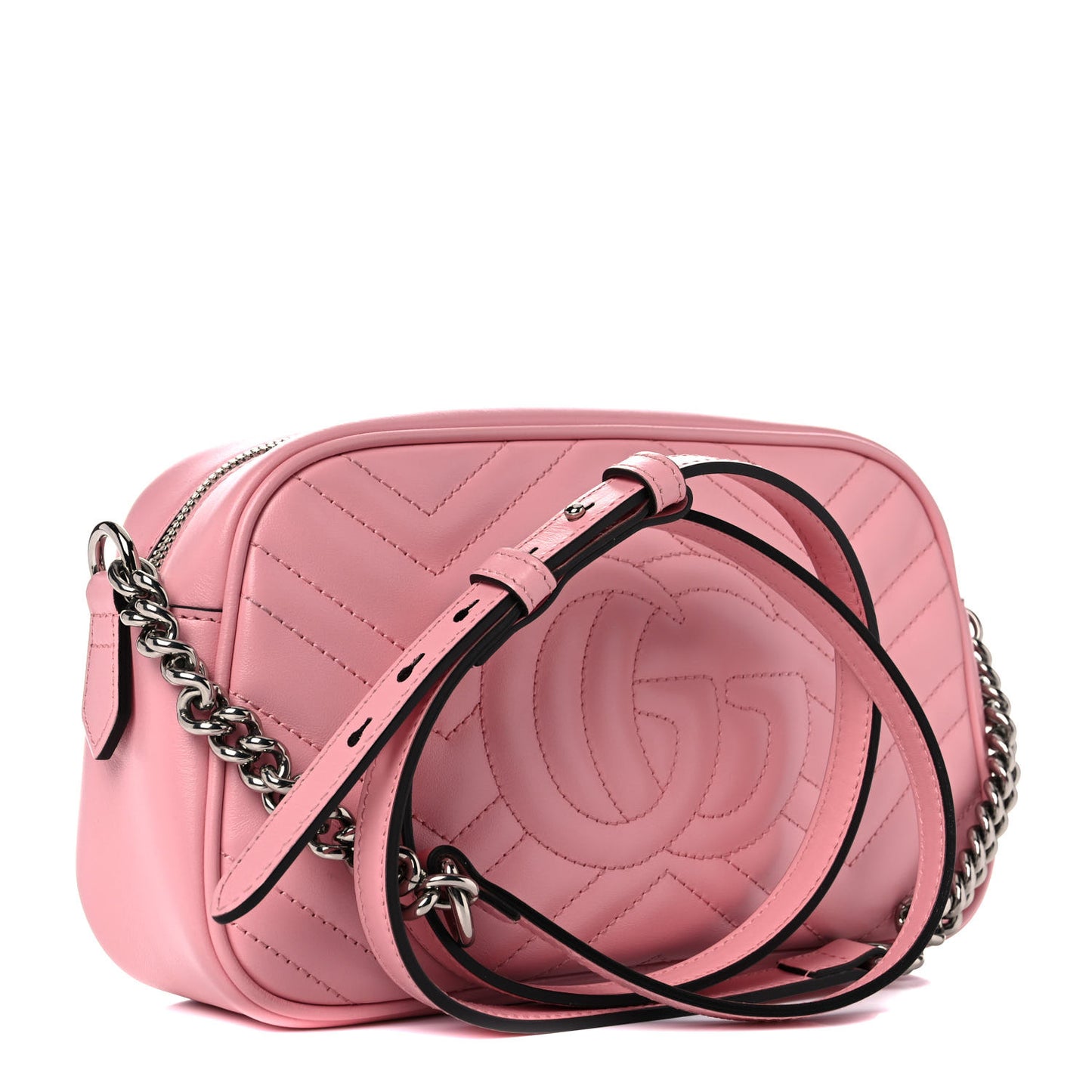 Calfskin Matelasse Small GG Marmont Chain Shoulder Bag Wild Rose