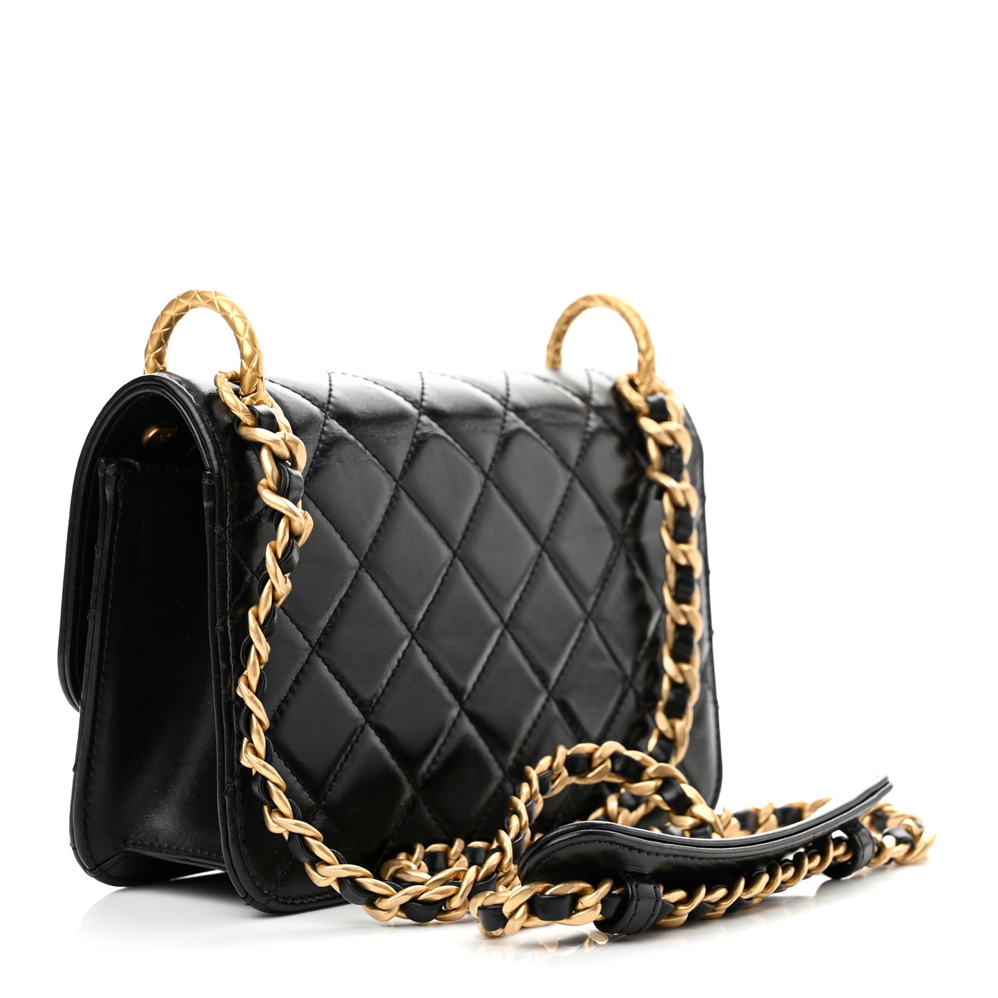 Calfskin Quilted Mini Coco Ring Flap Black