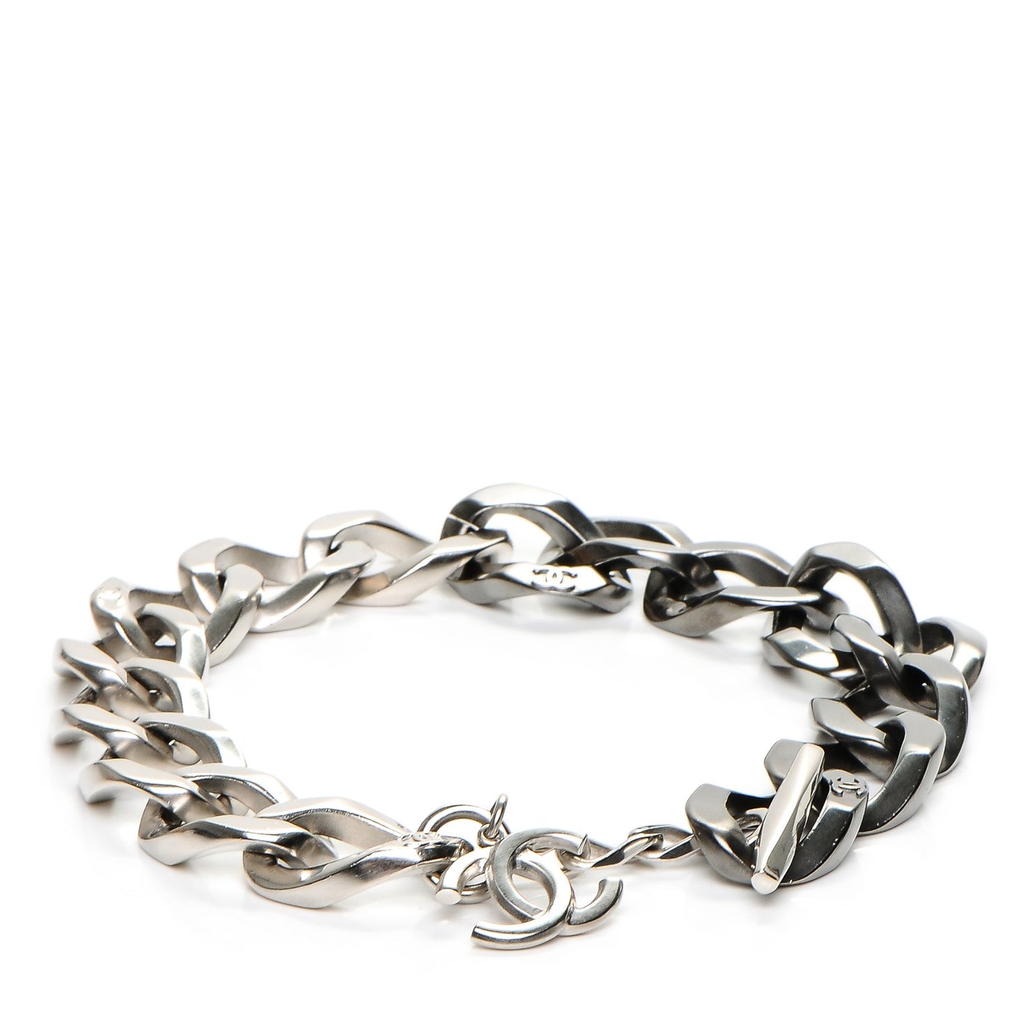 Chain Link CC Choker Necklace Silver