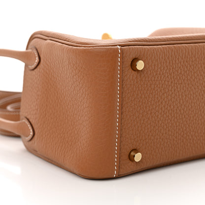 Hermes Taurillon Clemence Mini Lindy 20 Gold 9 of 11